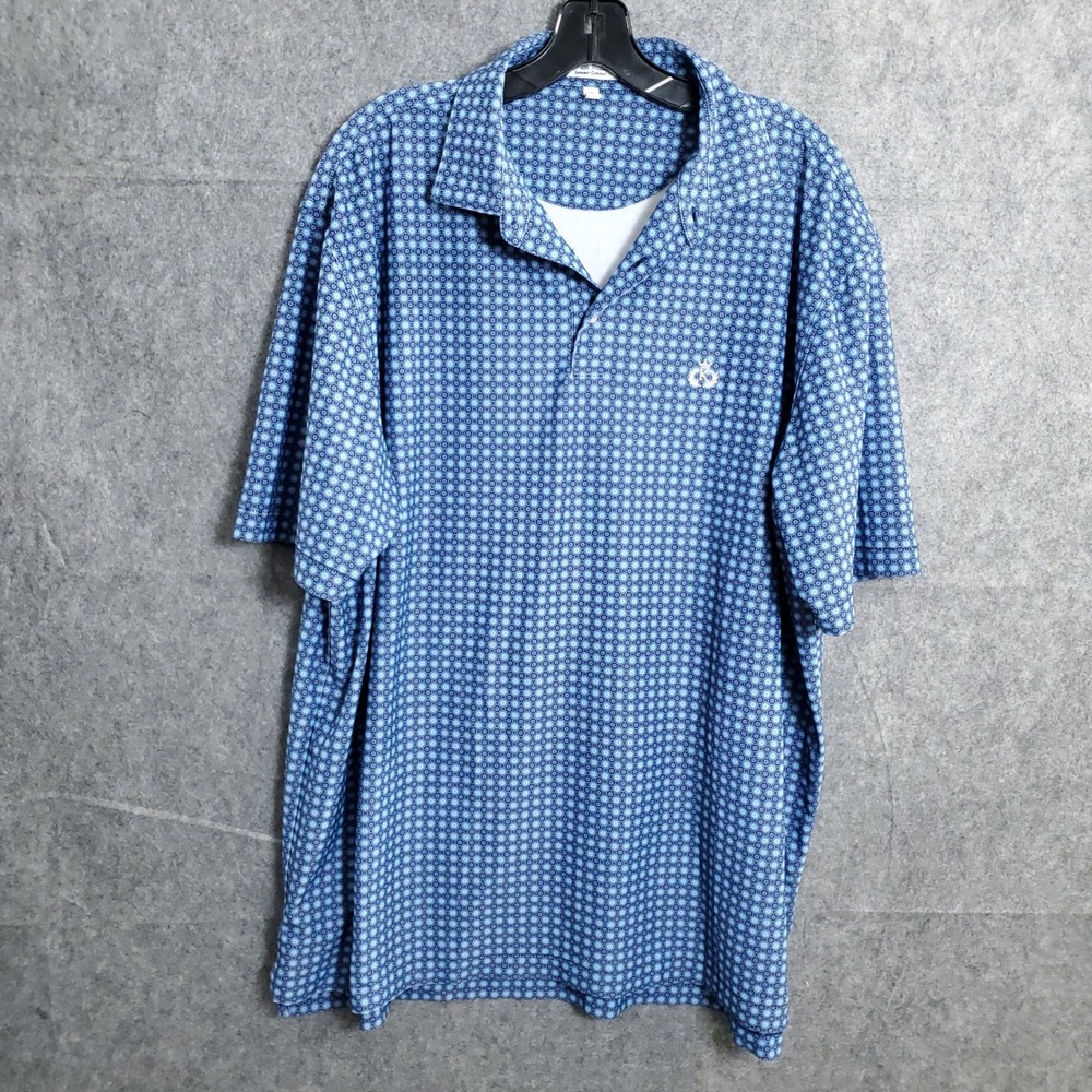 Peter Millar Summer Comfort Polo Shirt Mens XL Blue Pattern Golf Crown Logo